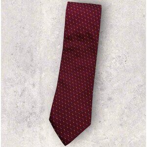 BEREND DEWITT Silk Tie ITALY Burgundy Blue Gold Geometric W:3.6" EUC